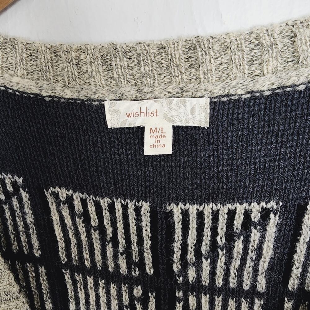 Wishlist Grey Aztec Longline Duster Cardigan Sweater - Geometric Boho - M/L - Picture 5 of 8